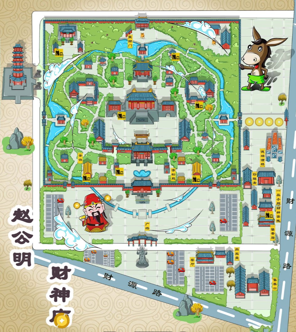 黄岛寺庙类手绘地图